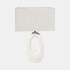 51330#27" Open Cut-out Oval Table Lamp, White
