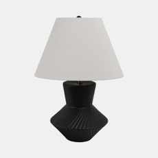 51332#23" Ribbed Totem Table Lamp, Black/white