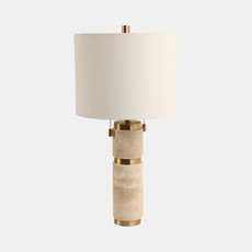 51381#26x13" Travertine Lamp With 2 Pulls, Tan