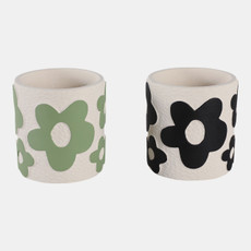 22291#S/2 4" Flower Power Pencil Cups, Multi