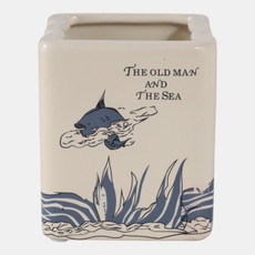 22302#4" Nautical Adventure Books Pencil Cup, Blue