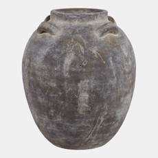 20344-01#15x12" Multi Handle  Vase, Brown