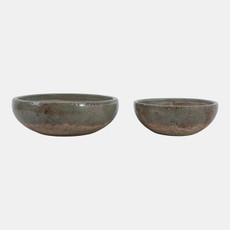 20347-01#S/2 12/15" Bowls, Green/brown