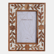 17802-01#4x6 Wood Petals Photo Frame, White/natural