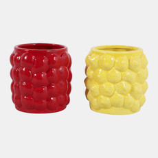 22312#S/2 4" Strawberry & Lemon Pencil Cup, Multi
