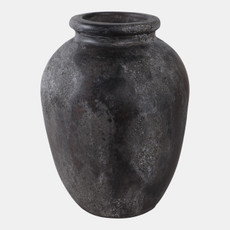 22358-03#12x9" Terracotta Vase, Black