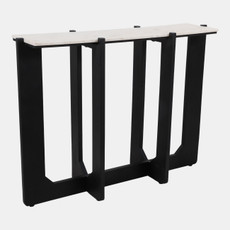 22408#42x31" Criss-cross Marble Top Console, White/black