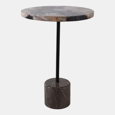 22426#21x15" Petrified Wood Accent Table, Black/ Tan