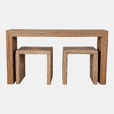22448#S/3 55" Woven Console W/ 2 19" Side Tables, Natura