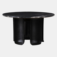 22459#30x17" Curved Base Marble Top Coffee Table, Blk Kd