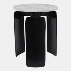 22481#20x16" Marble Top 3-footed Accent Table, Grey/ Bla