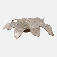 22506#20" Blooming Flower Metal Bowl, Ivory/gold