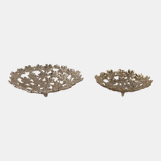 19070-07#S/2 13/18" Cut-out Flower Metal Bowls, Gold