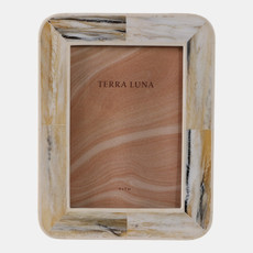 22494#5x7" Marbled Resin Photo Frame, Ivory/ Brown