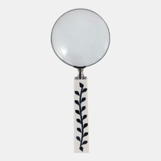 22522#10x4" Vines Handle Magnifying Glass, White/blue