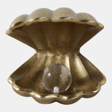 22536#5" Clam With Acrylic Pearl, Silver/clear