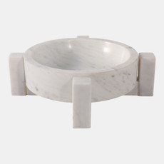 22537-01#10x10" Marble Bowl In Base, White