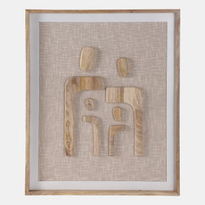 22548#36x30" Wood&fabric Mix-media Abstrct Wall Art,brw 