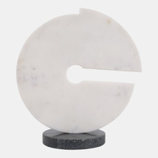22565#11x10" Modern Marble Sculpture On Base, Wht/blk