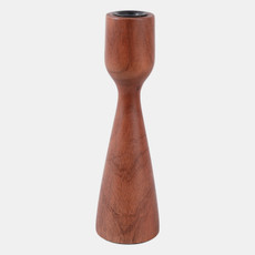 22571-02#9x3" Wood Modern Taper Holder, Walnut