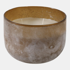 80535-01#6" 28 Oz Sensual Amber Frosted Glass Candle, Multi