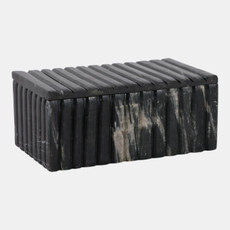 17475-01#7x4" Marble Ridged Box, Black