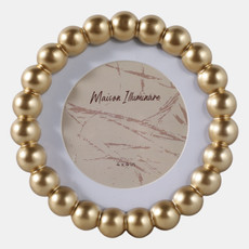 22596#6x6 Matted To 4x4 Beaded Photo Frame, Gold