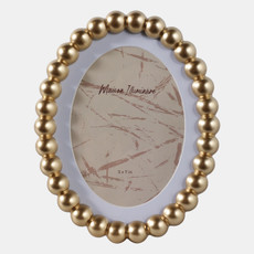 22597#7x9 Matted To 5x7 Beaded Photo Frame, Gold
