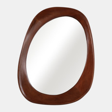22602#36x25" Organic Shaped Wood Mirror, Natural