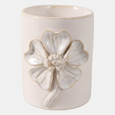22612#4" Flower Applique Pencil Cup, Ivory