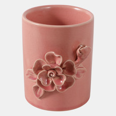 22613-01#4" Rose Applique Pencil Cup, Blush