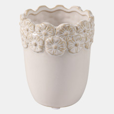 22615-01#4" Flower Border Pencil Cup, Ivory