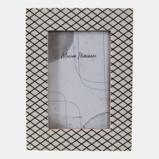 22624#4x6" Diamond Pattern Resin Photo Frame, Black/whit