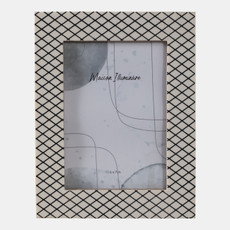 22624-01#5x7" Diamond Pattern Resin Photo Frame, Black/whit