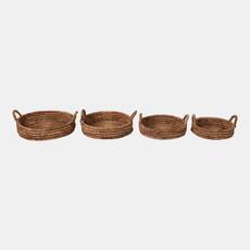 22649#S/4 17/19/22/24" Banana Leaf Trays, Natural