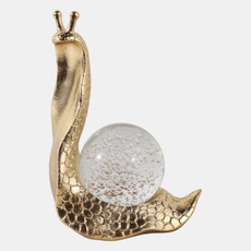 22715#8" Snail With Glass Ball, Gold