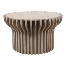 EV22735-02#30" Grenoble Wood And Travertine Coffee Table, Whi
