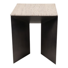 EV22740-01#25" Besancon Metal And Travertine Accent Table