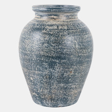 18251-06#Terracotta, 10" Traditional Jug, Blue/white