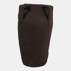 21498-03#20x12" Paper Mache Handle Vase, Dark Brown