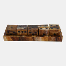 22852#11x3" Tortoise Resin Dice Set, Brown