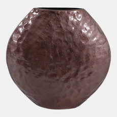 15230-17#14x14" Enamel Finish Metal Vase, Brown