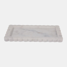 21609-01#12x6" Scallop Edge Marble Tray, White