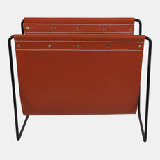 22929#16x14" Faux Leather Magazine Rack, Brown