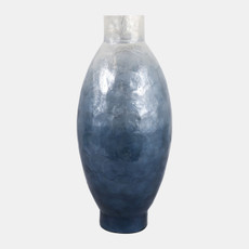 22939-01#20x9" Ombre Capiz Vase, Ivory/blue