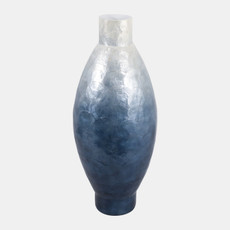 22939-02#24x10" Ombre Capiz Vase, Ivory/blue