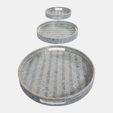 22940-02#S/3 12/14/16" Capiz Trays, Blue