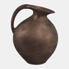 22969-02#15x11" Rustic Metal Jug Vase, Bronze