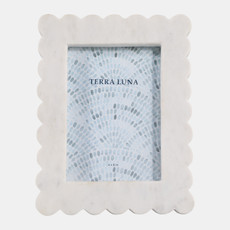 22984#4x6" Scalloped Marble Frame, White