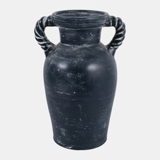 22991-04#14x9" Twisted Handle Terracotta Vase, Blue